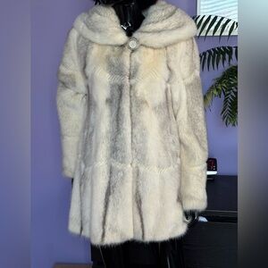 White ivory cream mink fur coat jacket